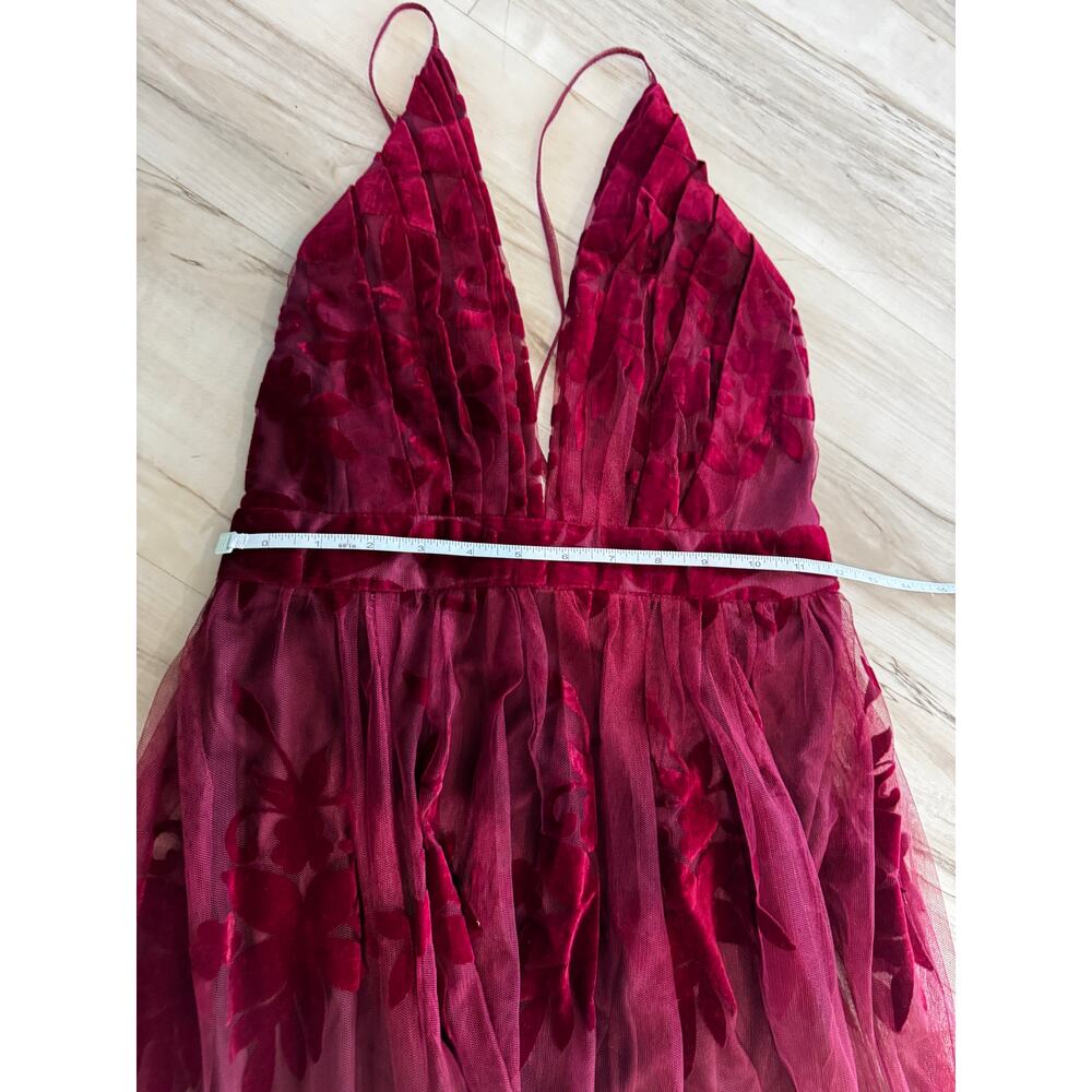 Windsor Burgundy Lace Maxi Dress S Deep V Prom Formal Wedding Guest Sexy - Picture 8 of 8